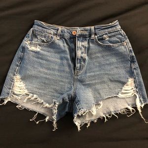 AE highest waist denim mom shorts